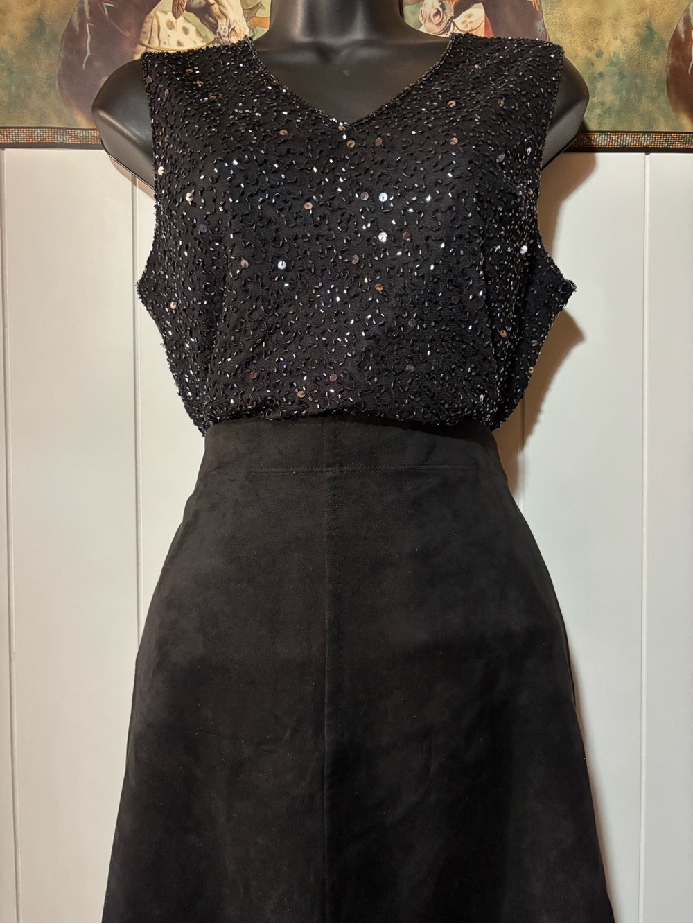 Black Whimsigoth Faux Suede Skirt